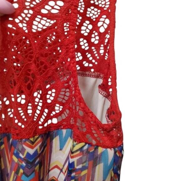 Funky Dress Crochet Net Neckline Art to Wear Fit and Flare L - Picture 5 of 11